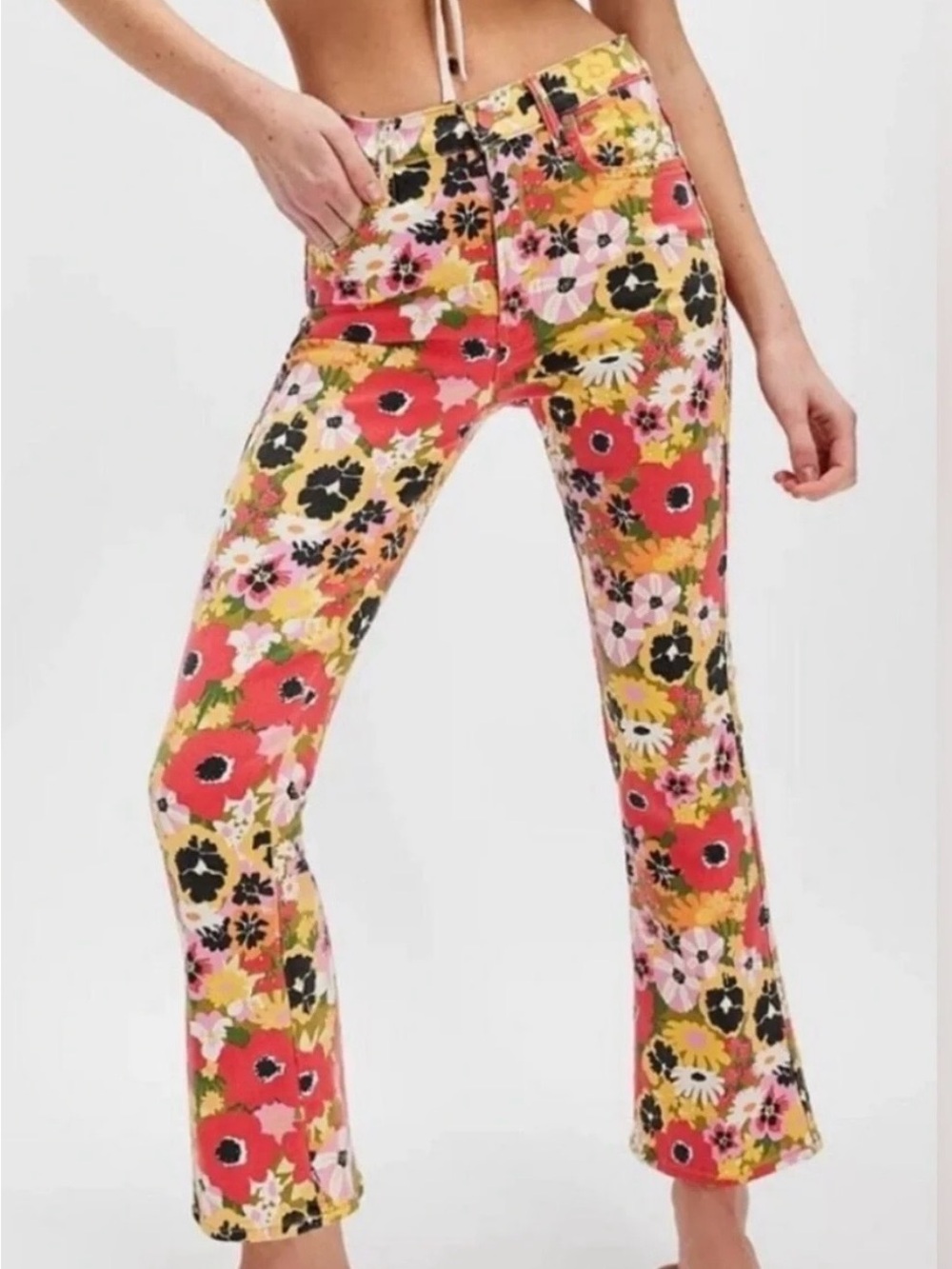 MOTHER The Mid Rise Smokin Double Flood Floral Ankle Jeans Size 25 - Picture 5 of 13